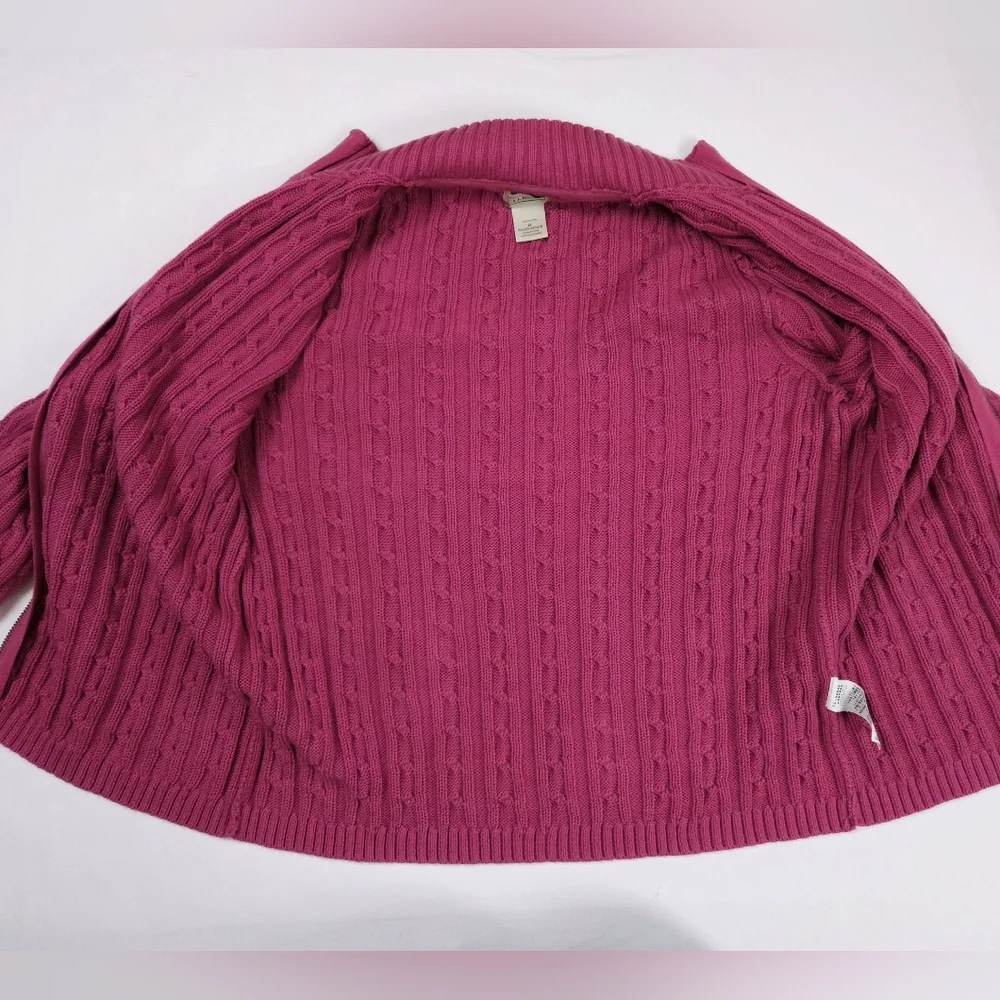 L.L. Bean Raspberry Cable Knit Cardigan - Picture 11 of 15